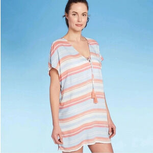 Kona Sol Striped Swim Cover Up // Size Small